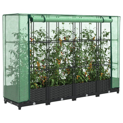 Hochbeet Mit Gewächshaus-Aufsatz Rattan-Optik 120X40X138 Cm