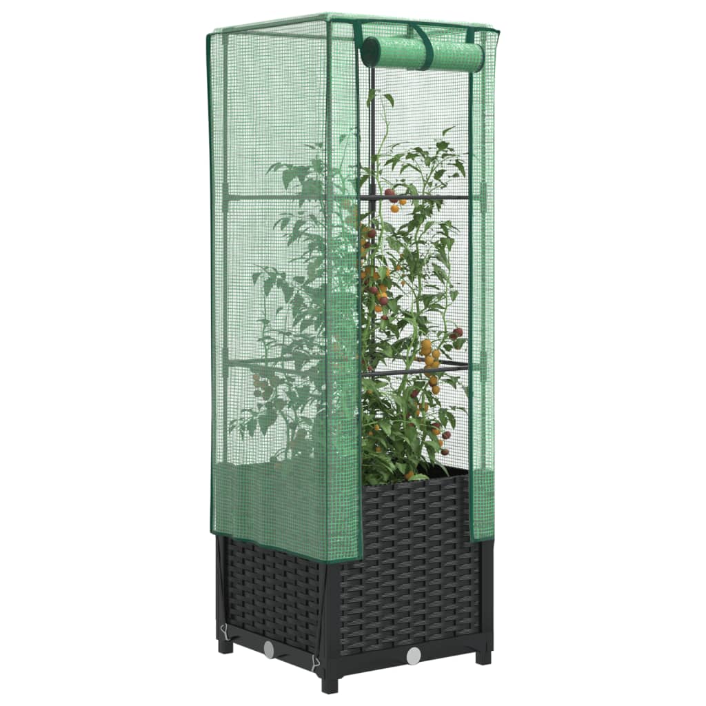 Hochbeet Mit Gewächshaus-Aufsatz Rattan-Optik 120X40X138 Cm
