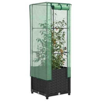 Hochbeet Mit Gewächshaus-Aufsatz Rattan-Optik 120X40X138 Cm