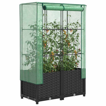 Hochbeet Mit Gewächshaus-Aufsatz Rattan-Optik 120X40X138 Cm
