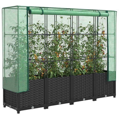 Hochbeet Mit Gewächshaus-Aufsatz Rattan-Optik 120X40X138 Cm
