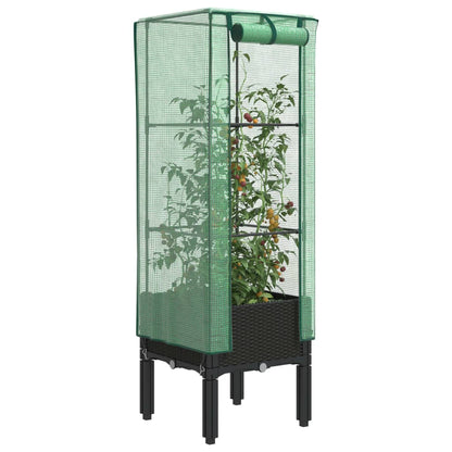Hochbeet Mit Gewächshaus-Aufsatz Rattan-Optik 120X40X140 Cm