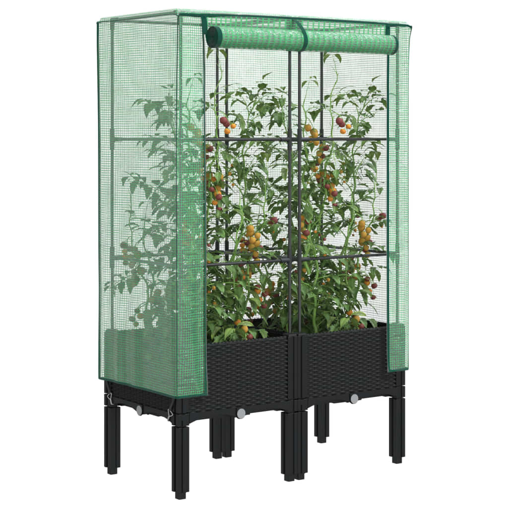 Hochbeet Mit Gewächshaus-Aufsatz Rattan-Optik 120X40X140 Cm