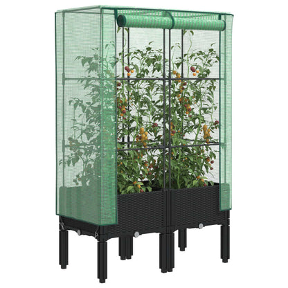 Hochbeet Mit Gewächshaus-Aufsatz Rattan-Optik 120X40X140 Cm