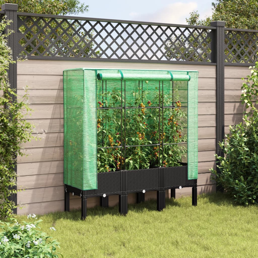 Hochbeet Mit Gewächshaus-Aufsatz Rattan-Optik 120X40X140 Cm