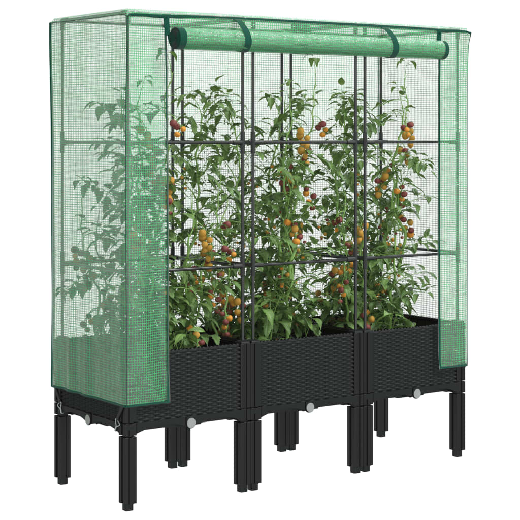 Hochbeet Mit Gewächshaus-Aufsatz Rattan-Optik 120X40X140 Cm