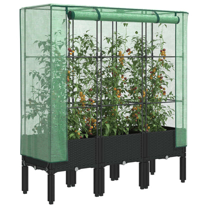 Hochbeet Mit Gewächshaus-Aufsatz Rattan-Optik 120X40X140 Cm