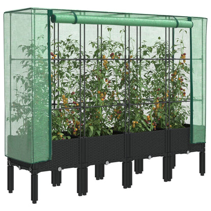 Hochbeet Mit Gewächshaus-Aufsatz Rattan-Optik 120X40X140 Cm