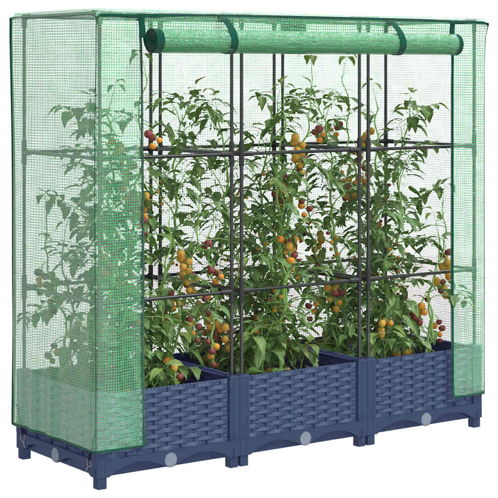 Hochbeet Mit Gewächshaus-Aufsatz Rattan-Optik 120X40X138 Cm