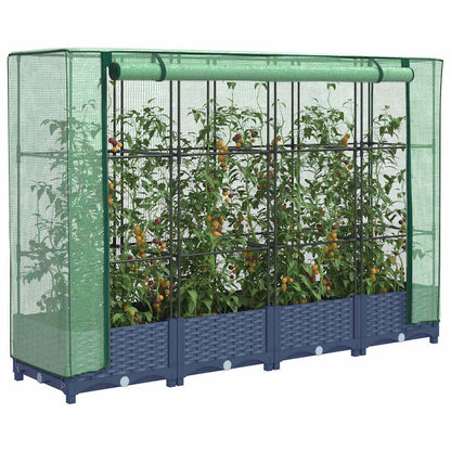 Hochbeet Mit Gewächshaus-Aufsatz Rattan-Optik 120X40X138 Cm