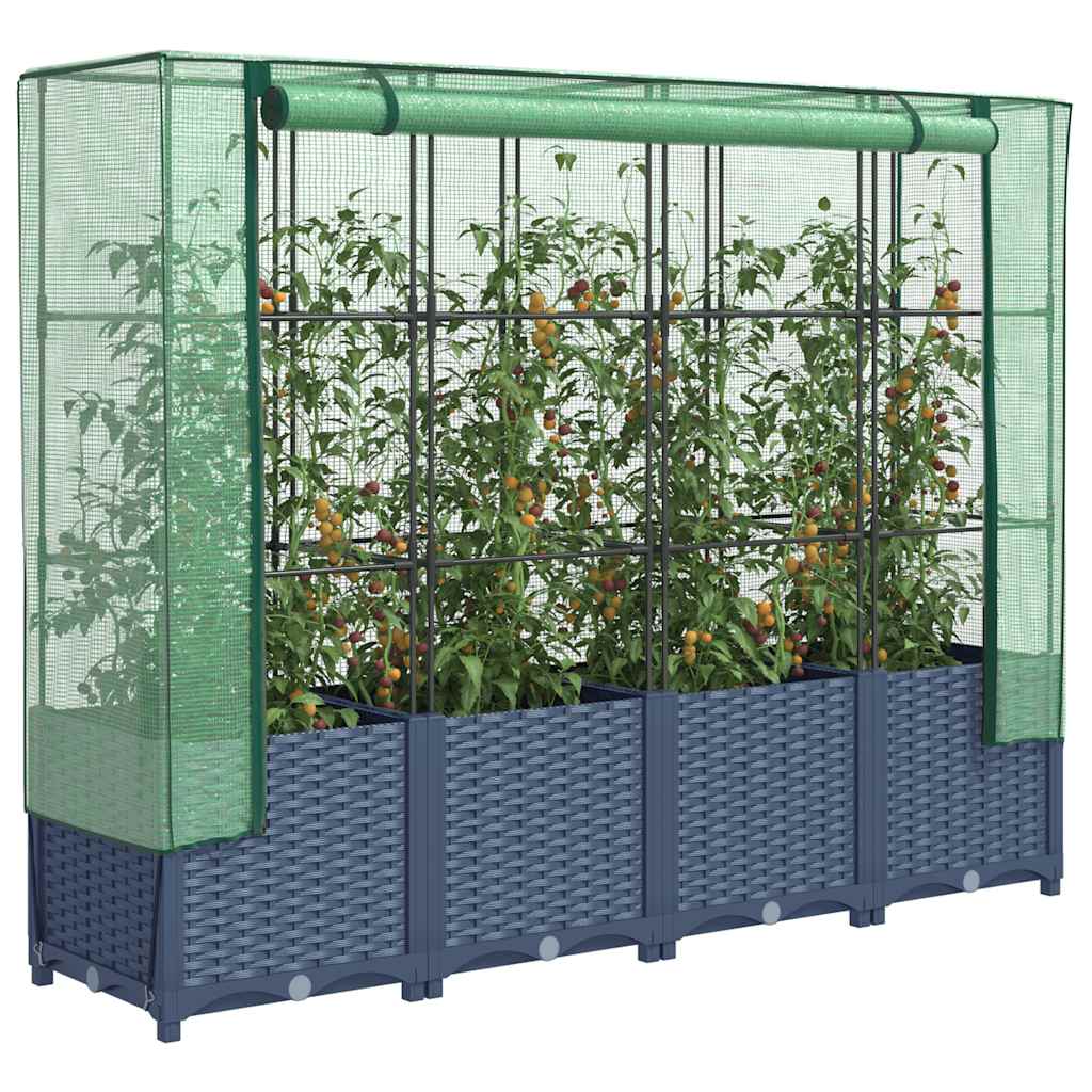 Hochbeet Mit Gewächshaus-Aufsatz Rattan-Optik 120X40X138 Cm