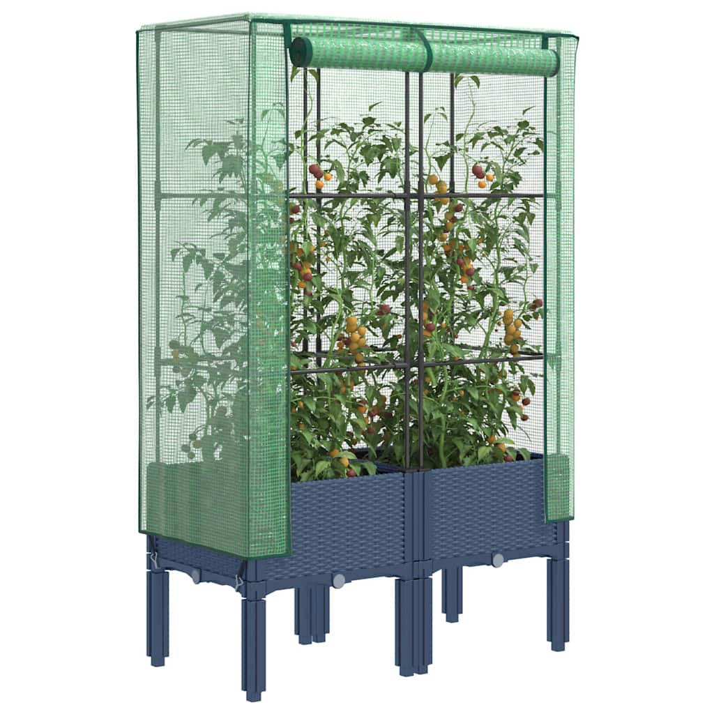 Hochbeet Mit Gewächshaus-Aufsatz Rattan-Optik 120X40X140 Cm