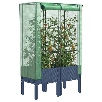 Hochbeet Mit Gewächshaus-Aufsatz Rattan-Optik 120X40X140 Cm