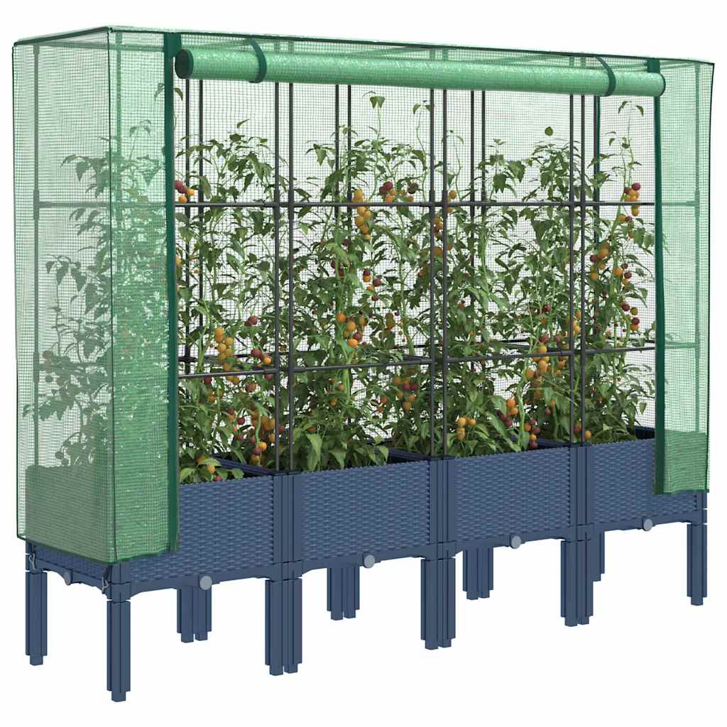 Hochbeet Mit Gewächshaus-Aufsatz Rattan-Optik 120X40X140 Cm