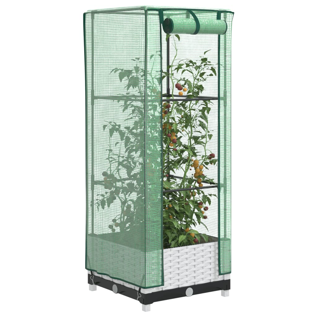 Hochbeet Mit Gewächshaus-Aufsatz Rattan-Optik 120X40X138 Cm