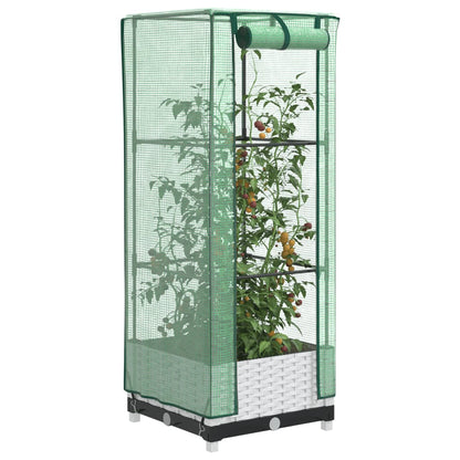 Hochbeet Mit Gewächshaus-Aufsatz Rattan-Optik 120X40X138 Cm