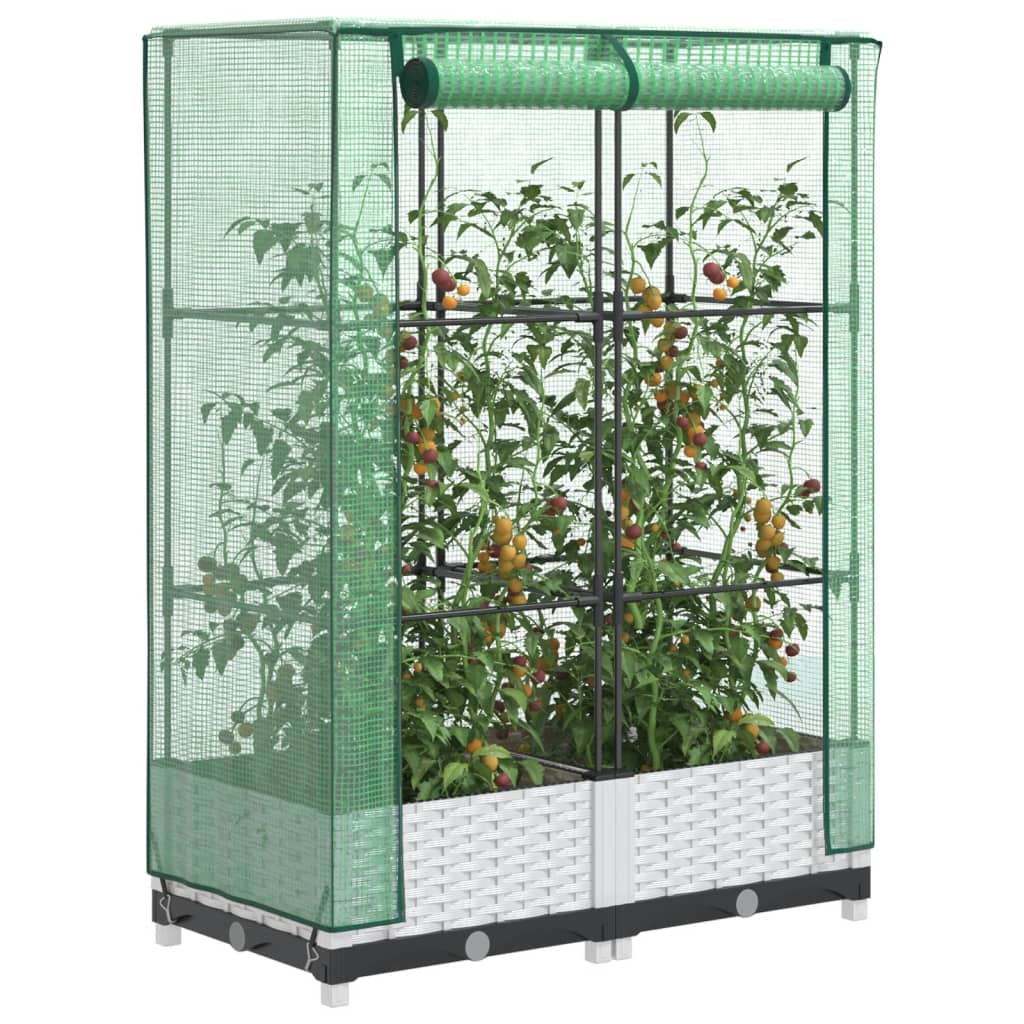 Hochbeet Mit Gewächshaus-Aufsatz Rattan-Optik 120X40X138 Cm