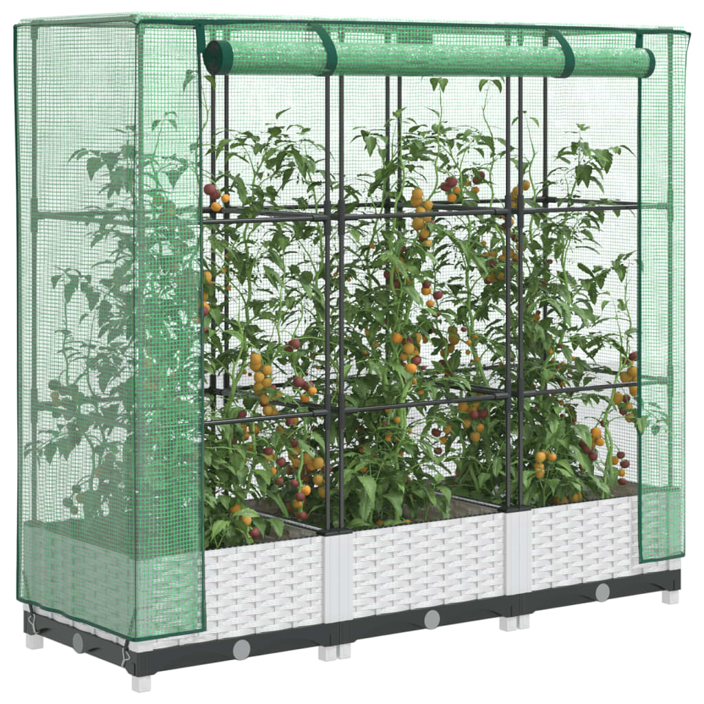 Hochbeet Mit Gewächshaus-Aufsatz Rattan-Optik 120X40X138 Cm