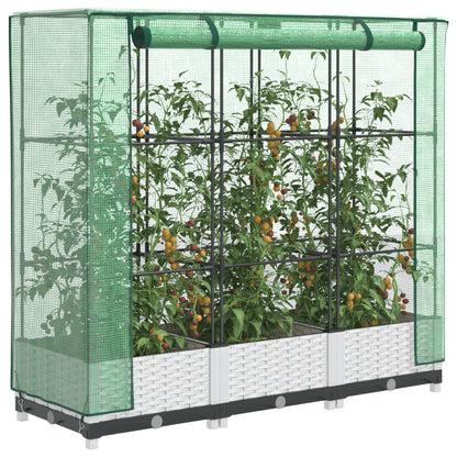 Hochbeet Mit Gewächshaus-Aufsatz Rattan-Optik 120X40X138 Cm