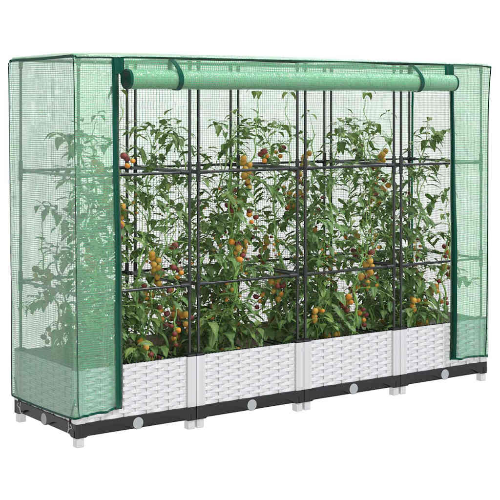 Hochbeet Mit Gewächshaus-Aufsatz Rattan-Optik 120X40X138 Cm