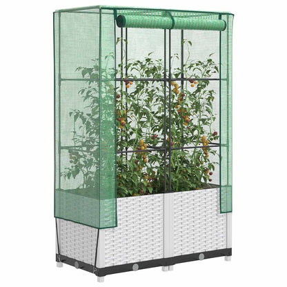 Hochbeet Mit Gewächshaus-Aufsatz Rattan-Optik 120X40X138 Cm