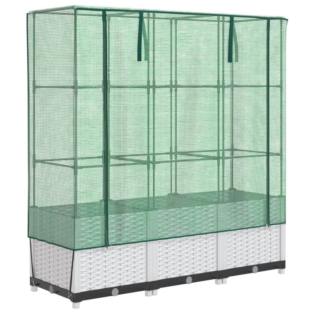 Hochbeet Mit Gewächshaus-Aufsatz Rattan-Optik 120X40X138 Cm