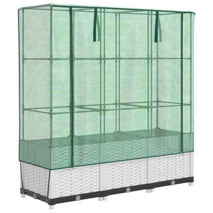 Hochbeet Mit Gewächshaus-Aufsatz Rattan-Optik 120X40X138 Cm