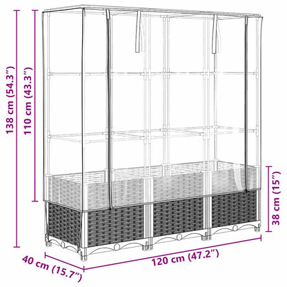 Hochbeet Mit Gewächshaus-Aufsatz Rattan-Optik 120X40X138 Cm