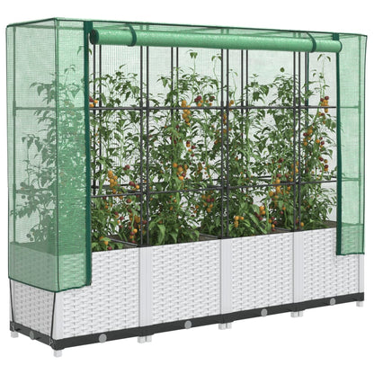 Hochbeet Mit Gewächshaus-Aufsatz Rattan-Optik 120X40X138 Cm