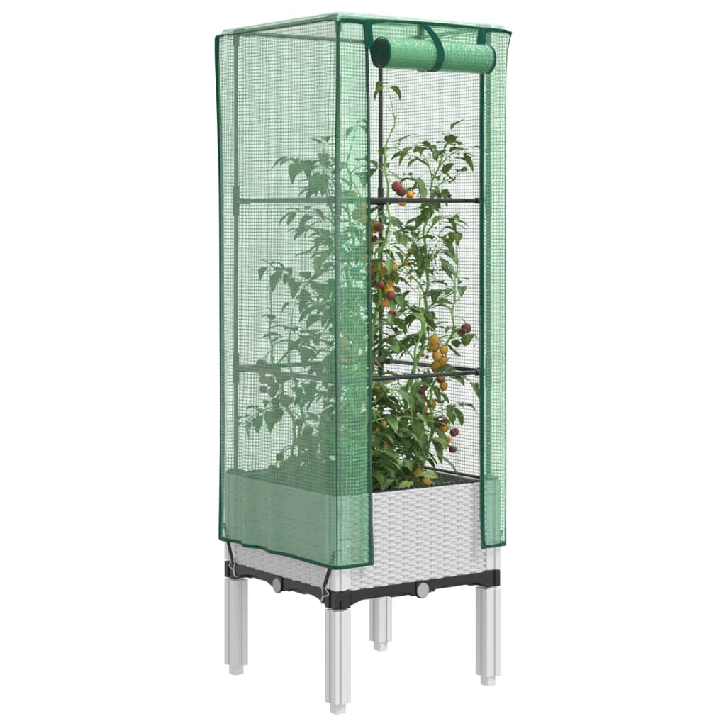 Hochbeet Mit Gewächshaus-Aufsatz Rattan-Optik 120X40X140 Cm
