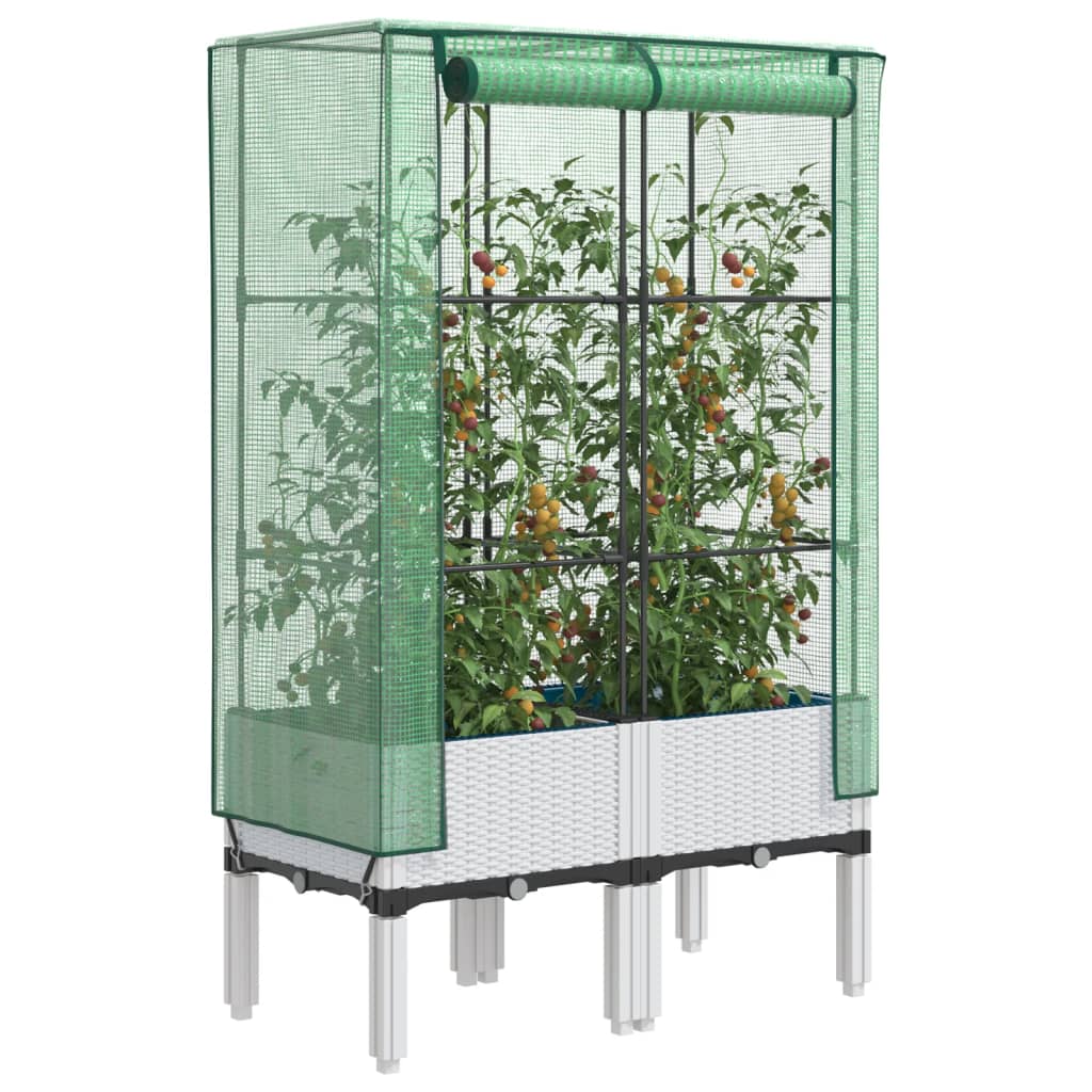 Hochbeet Mit Gewächshaus-Aufsatz Rattan-Optik 120X40X140 Cm