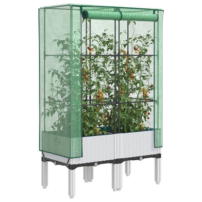 Hochbeet Mit Gewächshaus-Aufsatz Rattan-Optik 120X40X140 Cm