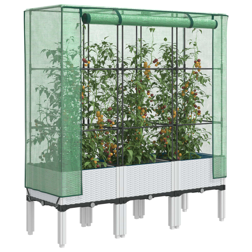 Hochbeet Mit Gewächshaus-Aufsatz Rattan-Optik 120X40X140 Cm