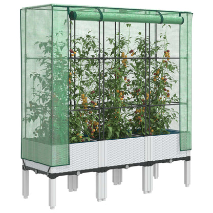 Hochbeet Mit Gewächshaus-Aufsatz Rattan-Optik 120X40X140 Cm