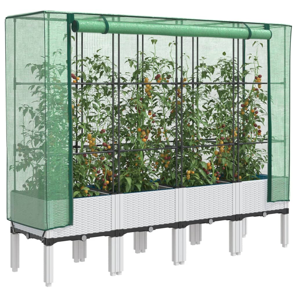 Hochbeet Mit Gewächshaus-Aufsatz Rattan-Optik 120X40X140 Cm