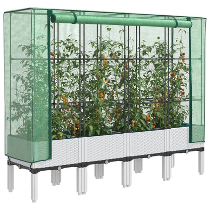 Hochbeet Mit Gewächshaus-Aufsatz Rattan-Optik 120X40X140 Cm