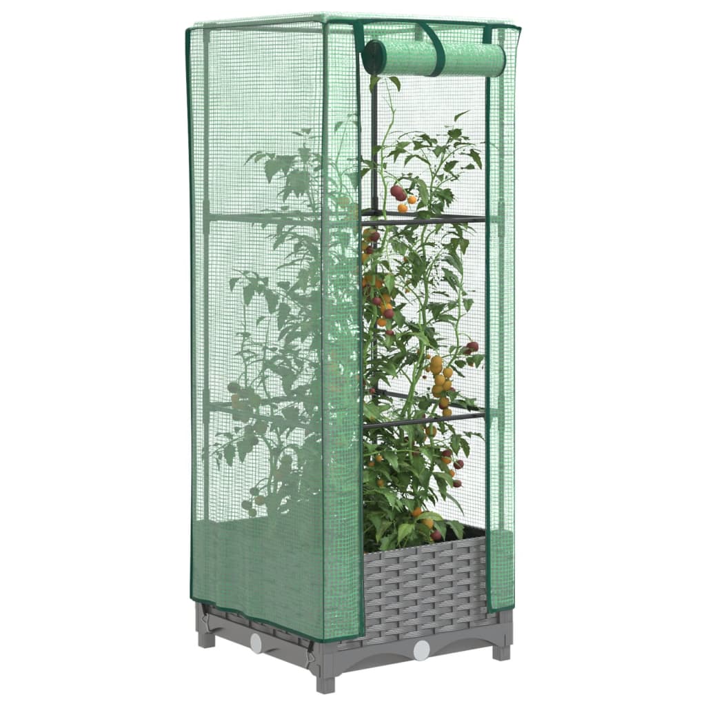 Hochbeet Mit Gewächshaus-Aufsatz Rattan-Optik 120X40X138 Cm