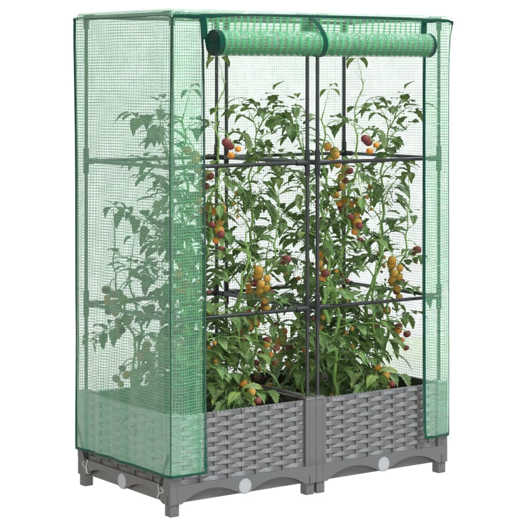 Hochbeet Mit Gewächshaus-Aufsatz Rattan-Optik 120X40X138 Cm