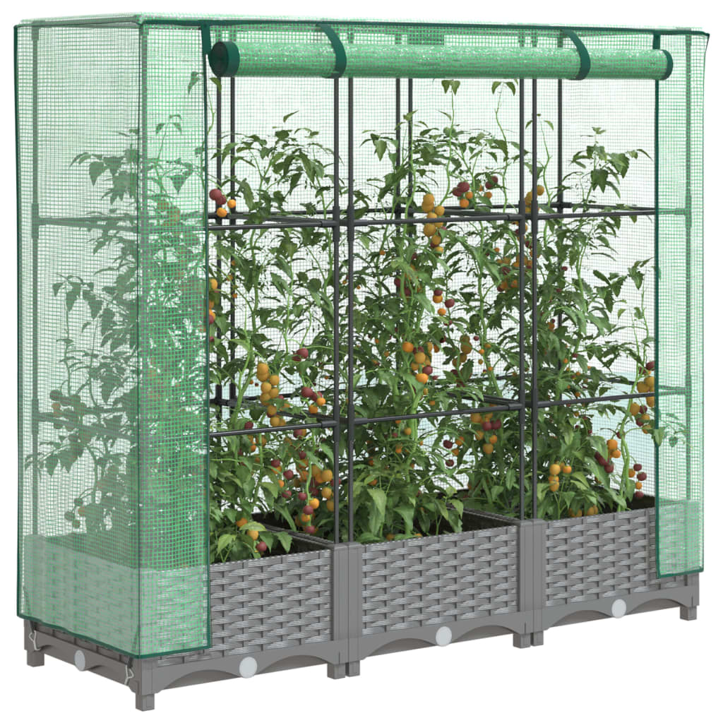 Hochbeet Mit Gewächshaus-Aufsatz Rattan-Optik 120X40X138 Cm