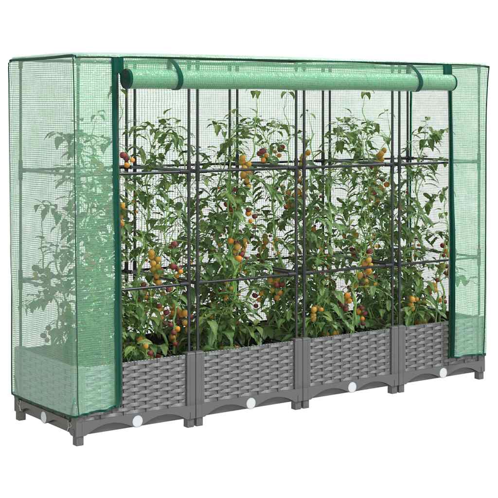 Hochbeet Mit Gewächshaus-Aufsatz Rattan-Optik 120X40X138 Cm