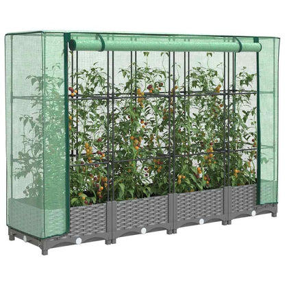 Hochbeet Mit Gewächshaus-Aufsatz Rattan-Optik 120X40X138 Cm