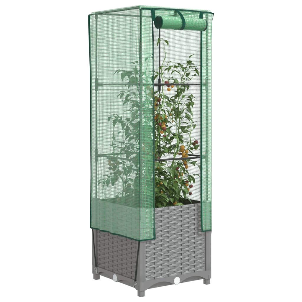 Hochbeet Mit Gewächshaus-Aufsatz Rattan-Optik 120X40X138 Cm