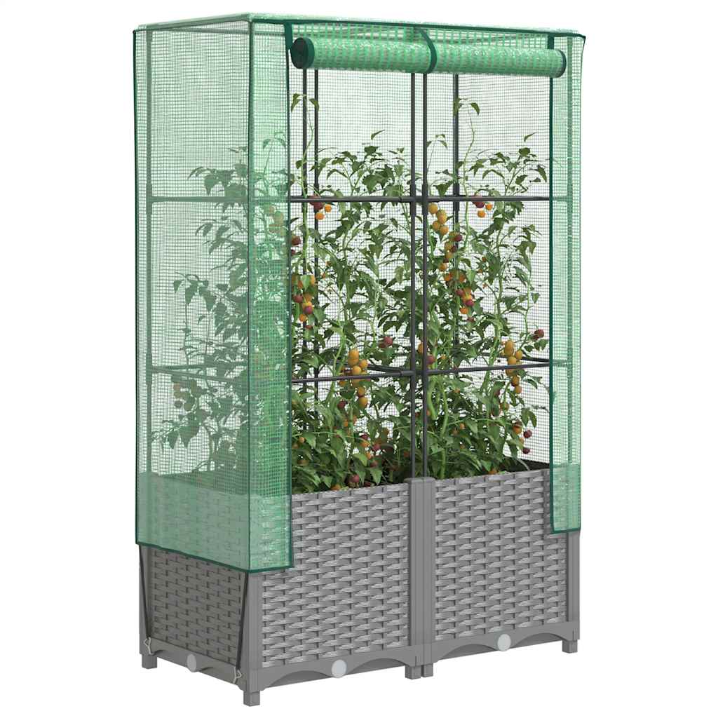 Hochbeet Mit Gewächshaus-Aufsatz Rattan-Optik 120X40X138 Cm