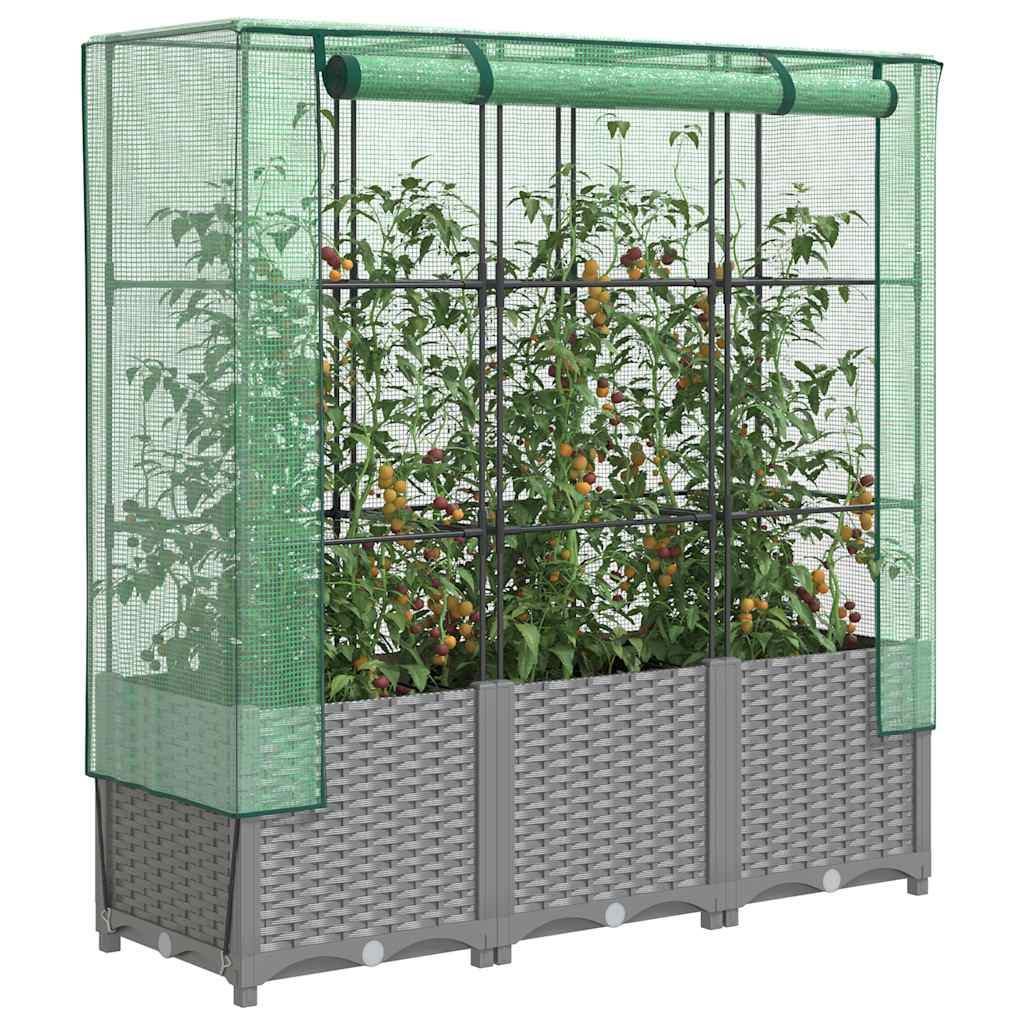 Hochbeet Mit Gewächshaus-Aufsatz Rattan-Optik 120X40X138 Cm
