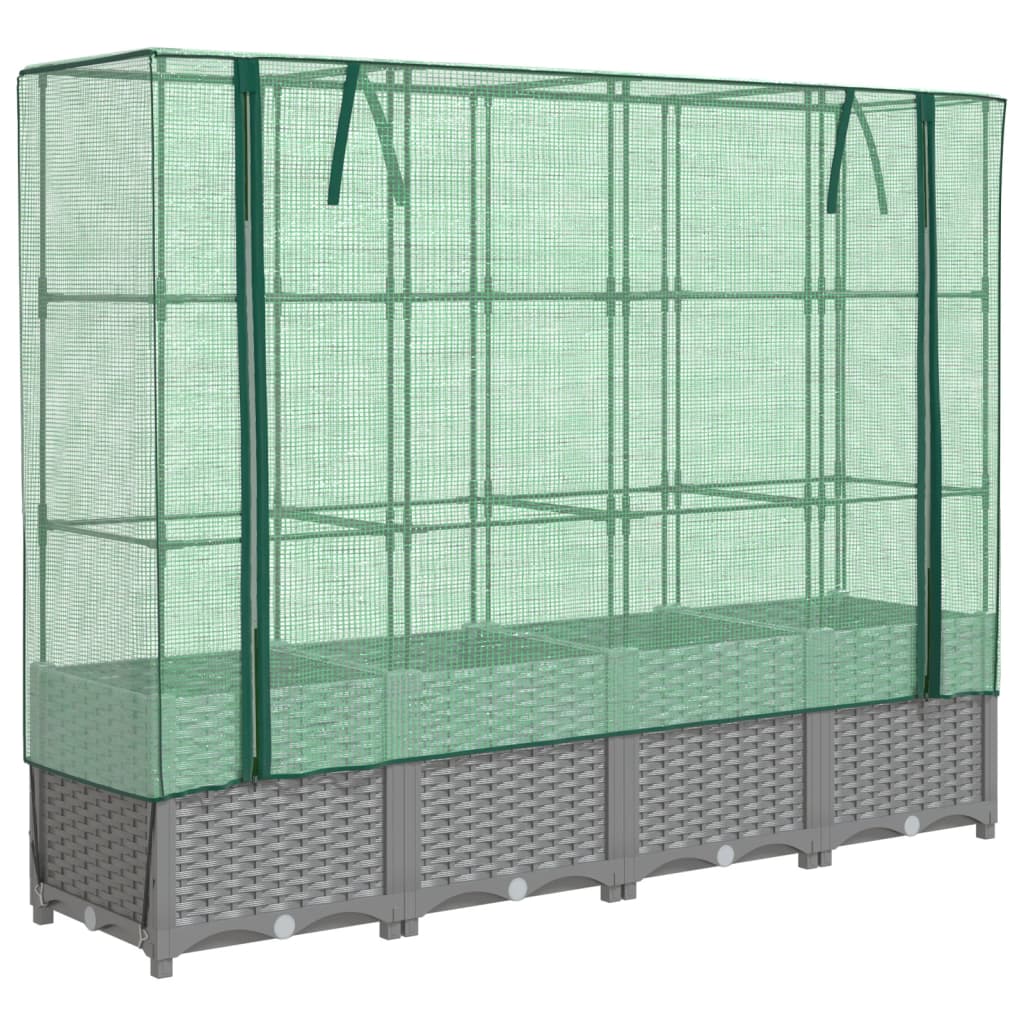Hochbeet Mit Gewächshaus-Aufsatz Rattan-Optik 160X40X138 Cm