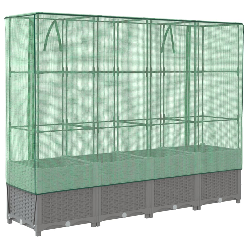 Hochbeet Mit Gewächshaus-Aufsatz Rattan-Optik 160X40X138 Cm