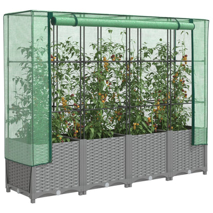 Hochbeet Mit Gewächshaus-Aufsatz Rattan-Optik 120X40X138 Cm