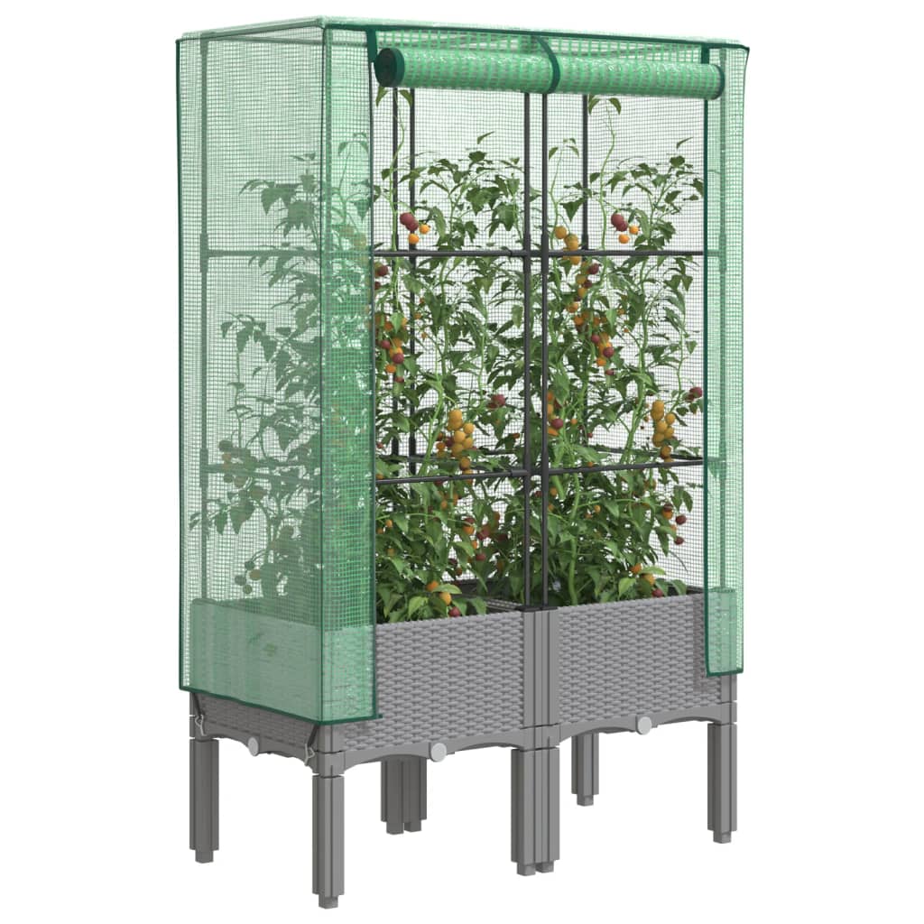Hochbeet Mit Gewächshaus-Aufsatz Rattan-Optik 120X40X140 Cm