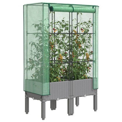 Hochbeet Mit Gewächshaus-Aufsatz Rattan-Optik 120X40X140 Cm