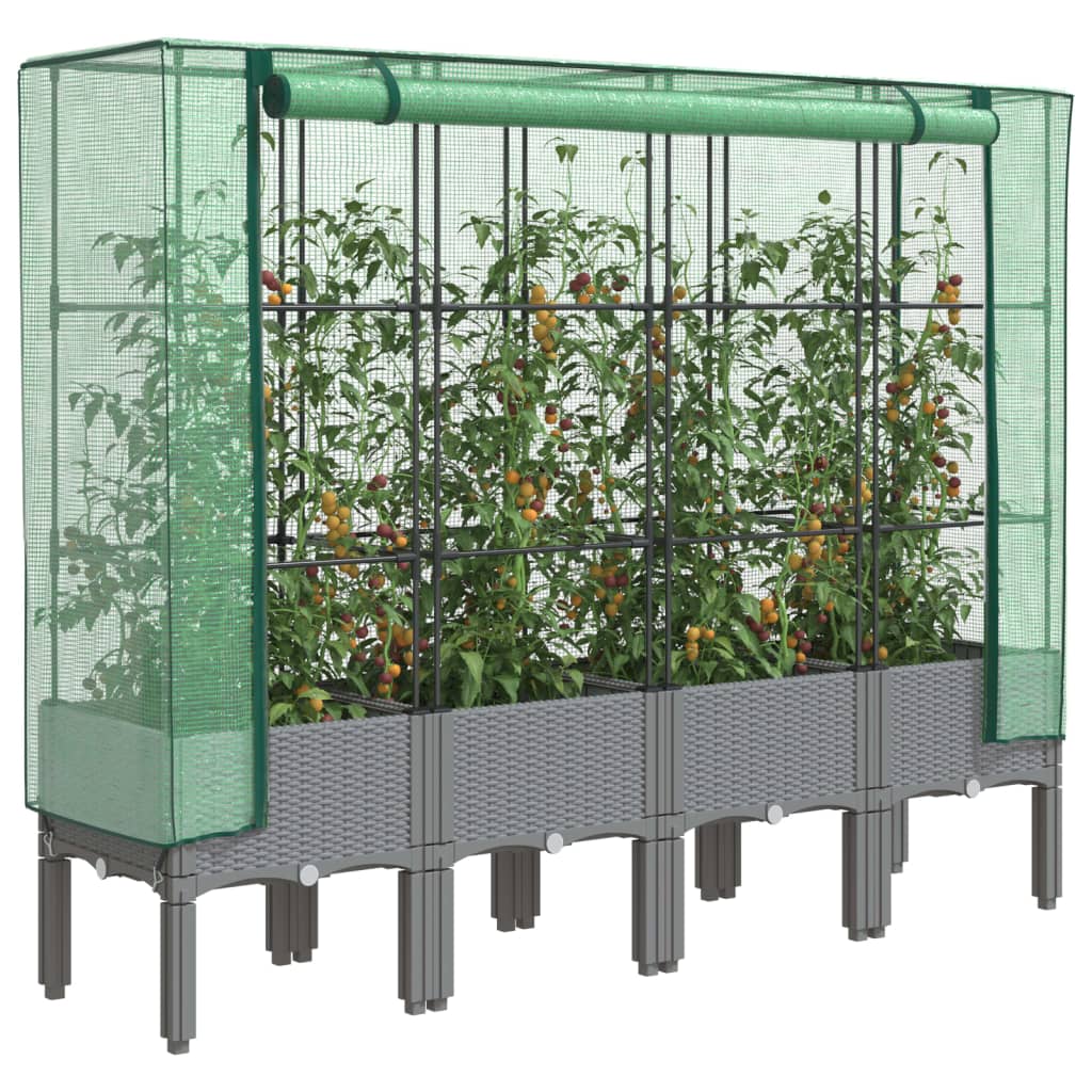 Hochbeet Mit Gewächshaus-Aufsatz Rattan-Optik 120X40X140 Cm